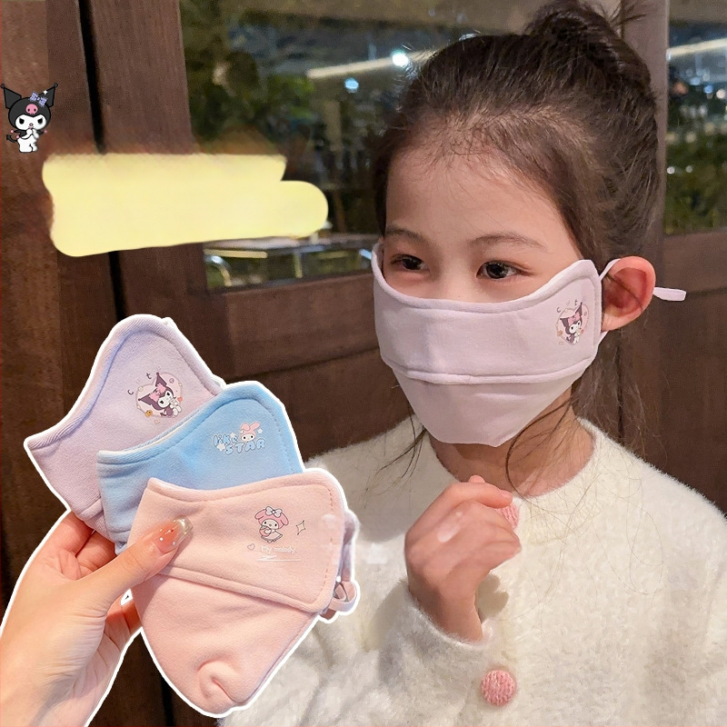 Παιδική χειμωνιάτικη μάσκα προσώπου με ζεστό παχύ μη υφαντό ύφασμα, γεωμετρικό σχέδιο, αναπνέουσα, διακοσμητική