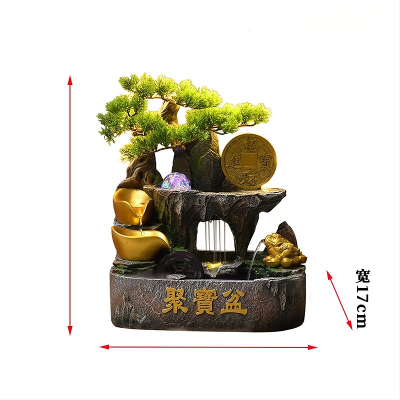 Galda dekor ar auglības ragu un cirkulējošu ūdeni, sveķu materiāls, jauns ķīniešu stils, pielāgojams