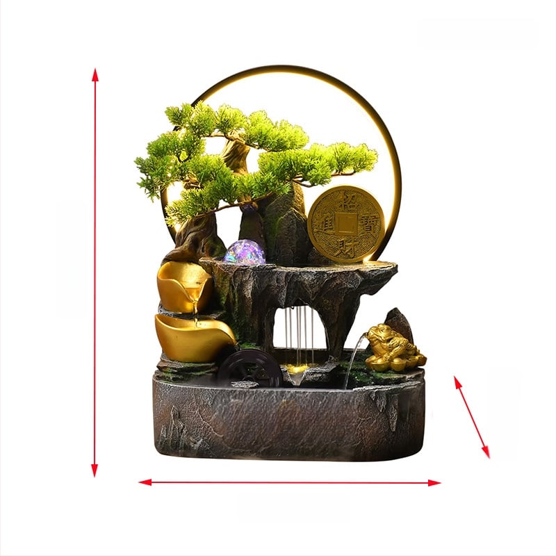 Galda dekor ar auglības ragu un cirkulējošu ūdeni, sveķu materiāls, jauns ķīniešu stils, pielāgojams