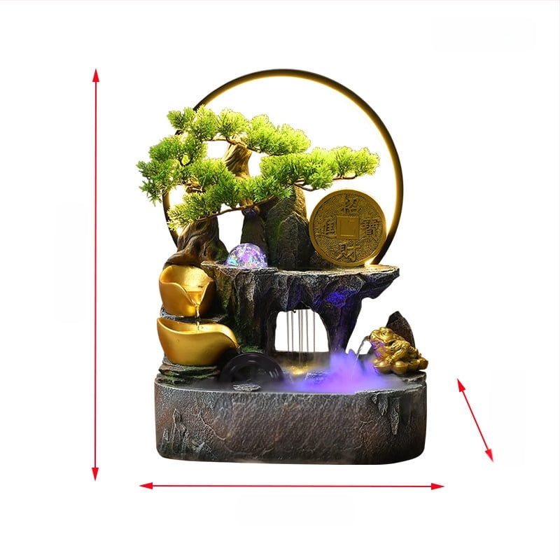 Galda dekor ar auglības ragu un cirkulējošu ūdeni, sveķu materiāls, jauns ķīniešu stils, pielāgojams