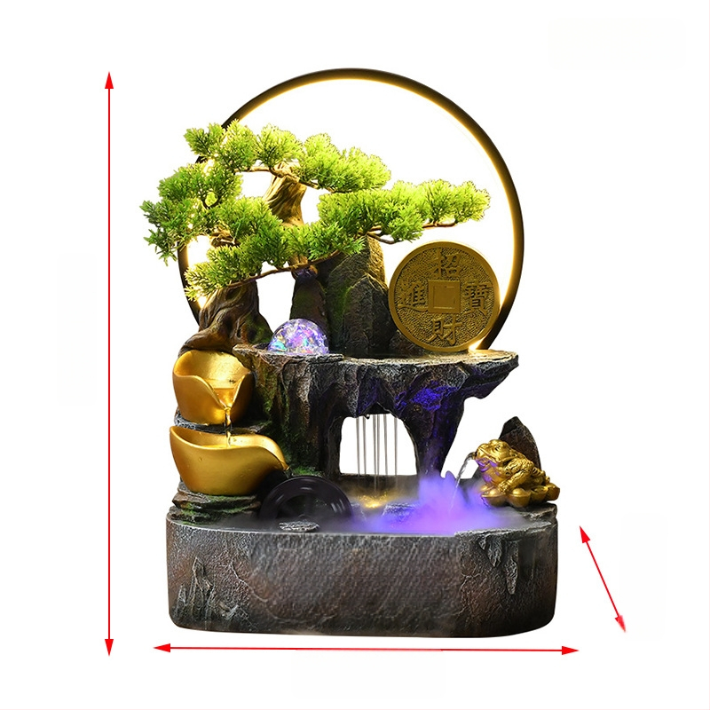 Galda dekor ar auglības ragu un cirkulējošu ūdeni, sveķu materiāls, jauns ķīniešu stils, pielāgojams