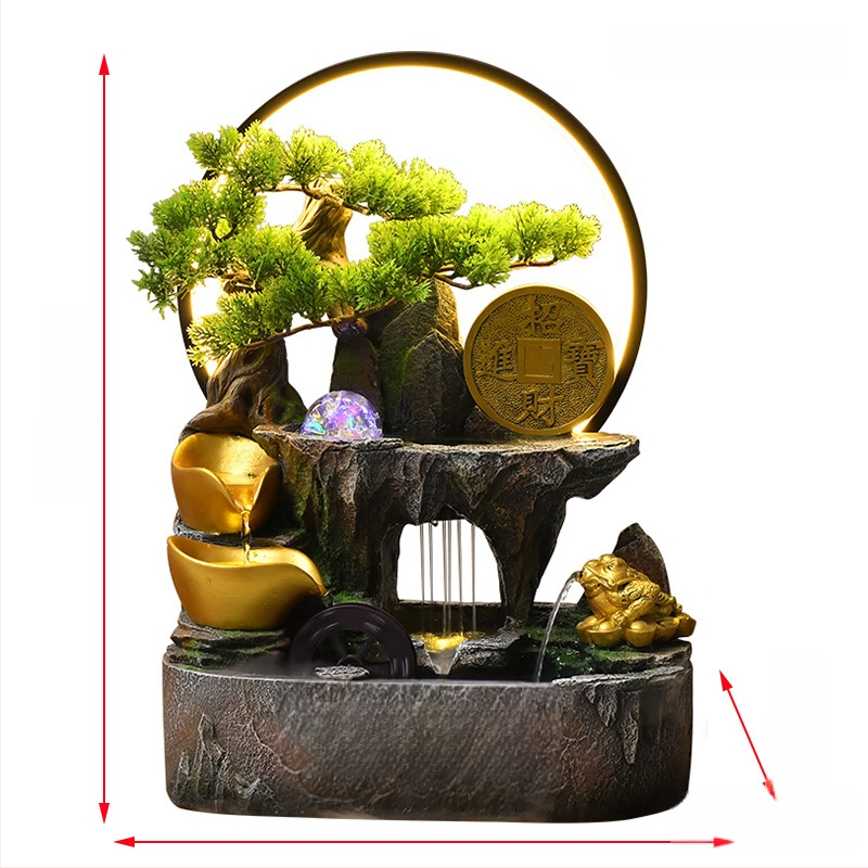 Galda dekor ar auglības ragu un cirkulējošu ūdeni, sveķu materiāls, jauns ķīniešu stils, pielāgojams