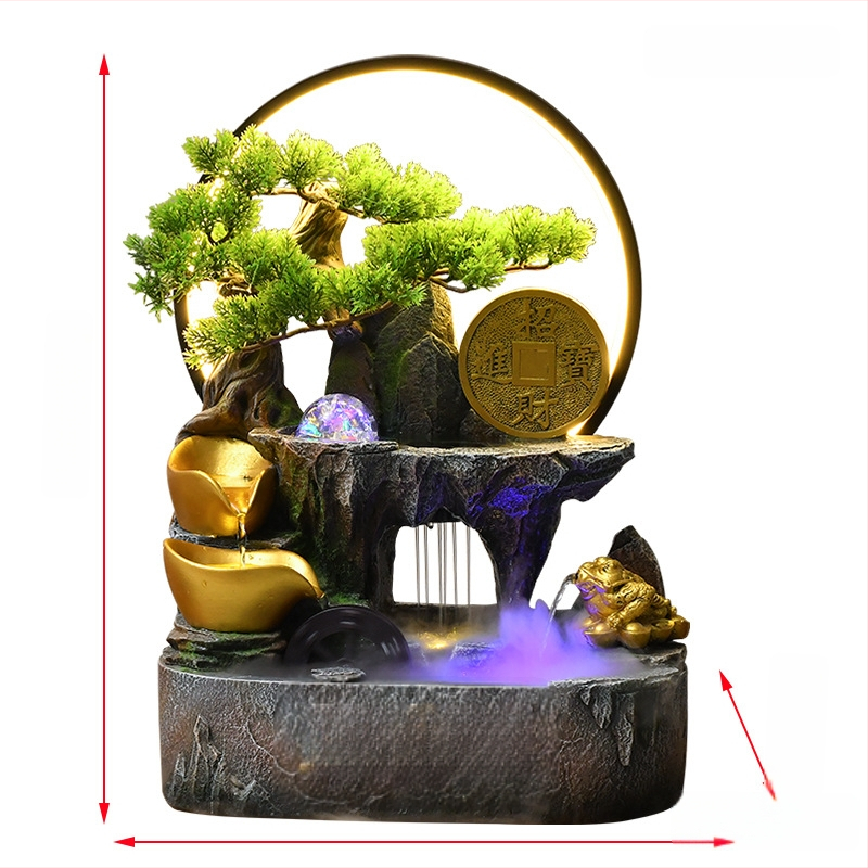 Galda dekor ar auglības ragu un cirkulējošu ūdeni, sveķu materiāls, jauns ķīniešu stils, pielāgojams