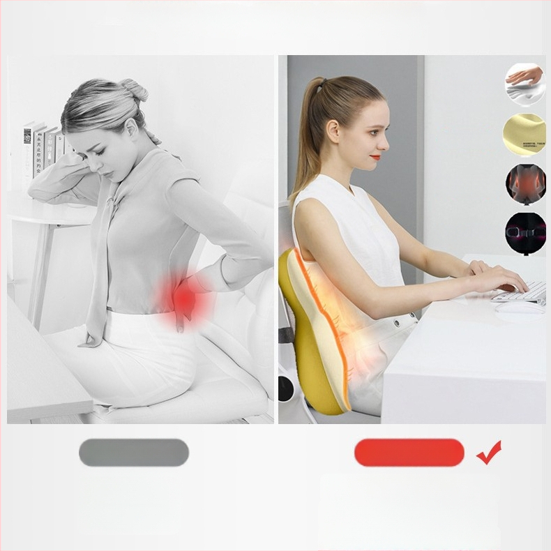 Elektriska masāžas spilventiņš birojā ar apkuri un jostasvietas atbalstu, daudzfunkcionāls jostas spilventiņš ar atmiņas putu pildījumu, Drikong materiāls