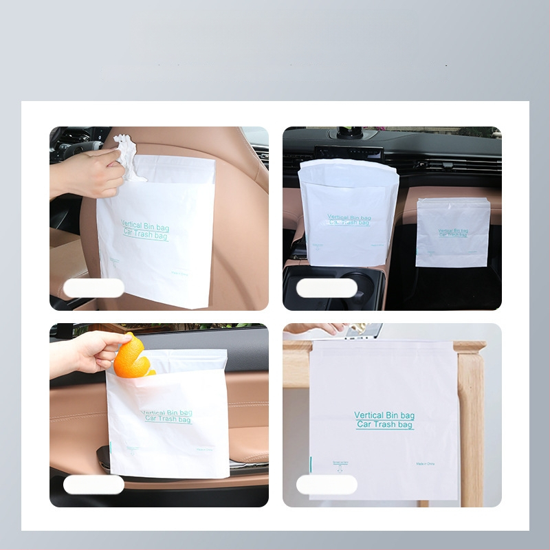 HDPE auto atkritumu maisiņš ar līmēšanas stiprinājumu — kompakts auto atkritumu maisiņš, privātais zīmols