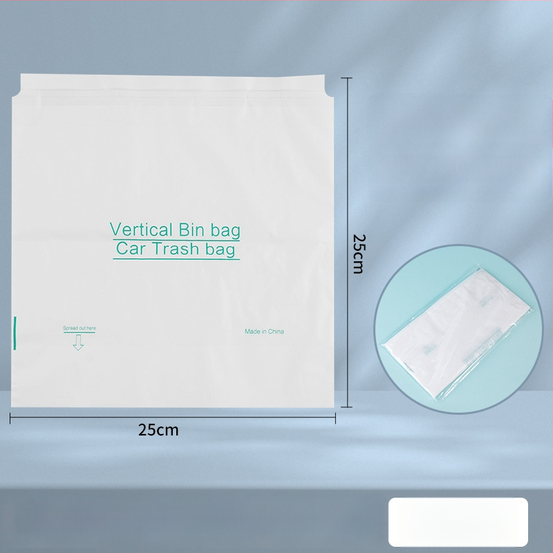 HDPE auto atkritumu maisiņš ar līmēšanas stiprinājumu — kompakts auto atkritumu maisiņš, privātais zīmols