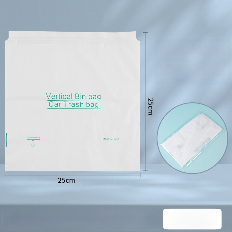 HDPE auto atkritumu maisiņš ar līmēšanas stiprinājumu — kompakts auto atkritumu maisiņš, privātais zīmols