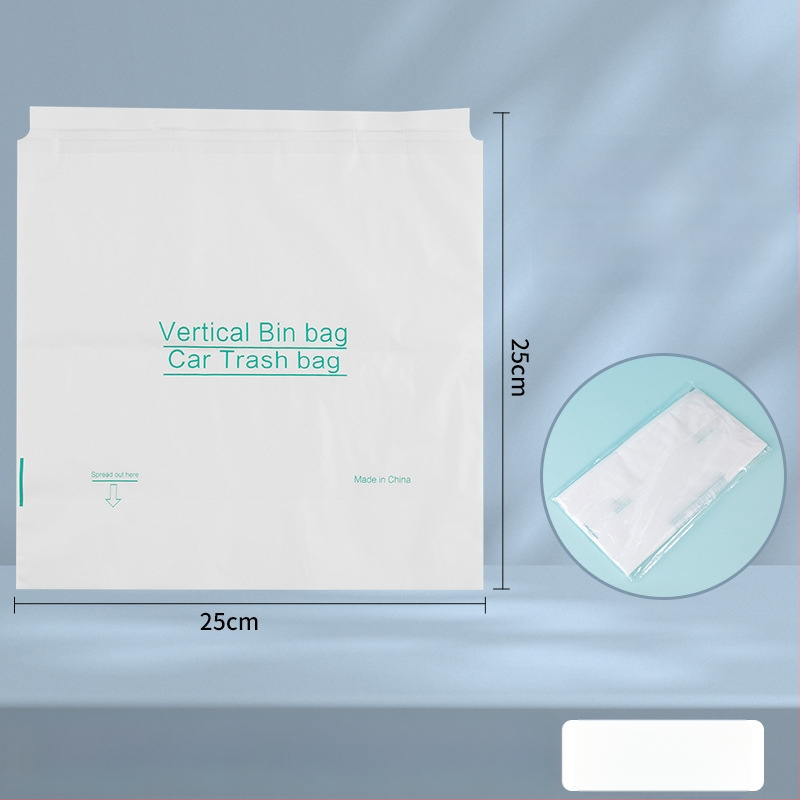 HDPE auto atkritumu maisiņš ar līmēšanas stiprinājumu — kompakts auto atkritumu maisiņš, privātais zīmols