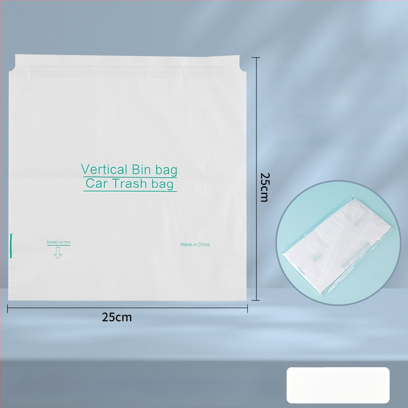 HDPE auto atkritumu maisiņš ar līmēšanas stiprinājumu — kompakts auto atkritumu maisiņš, privātais zīmols