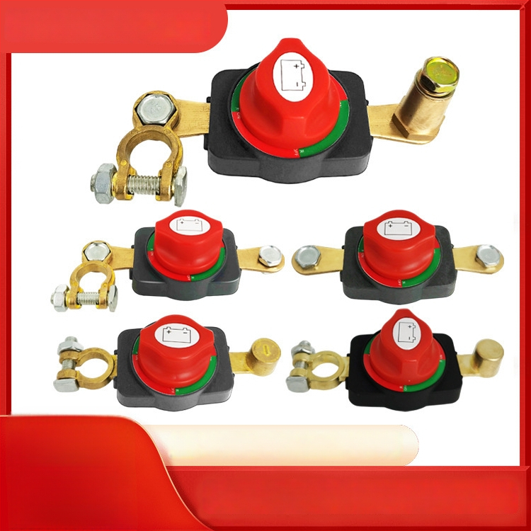 Automašīnas akumulatora pozitīvā pola pagarinājuma kabelis ar augstas strāvas galveno naža tipa slēdzi, 125 mm