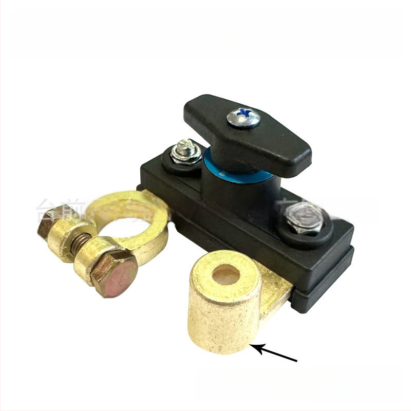 Automašīnas akumulatora pozitīvā pola pagarinājuma kabelis ar augstas strāvas galveno naža tipa slēdzi, 125 mm