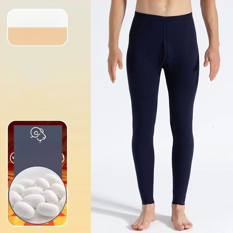 Meeste termilised pikad püksid sirge lõikega, keskmise vöökoha, puuvillane kangas, mikroelastsus