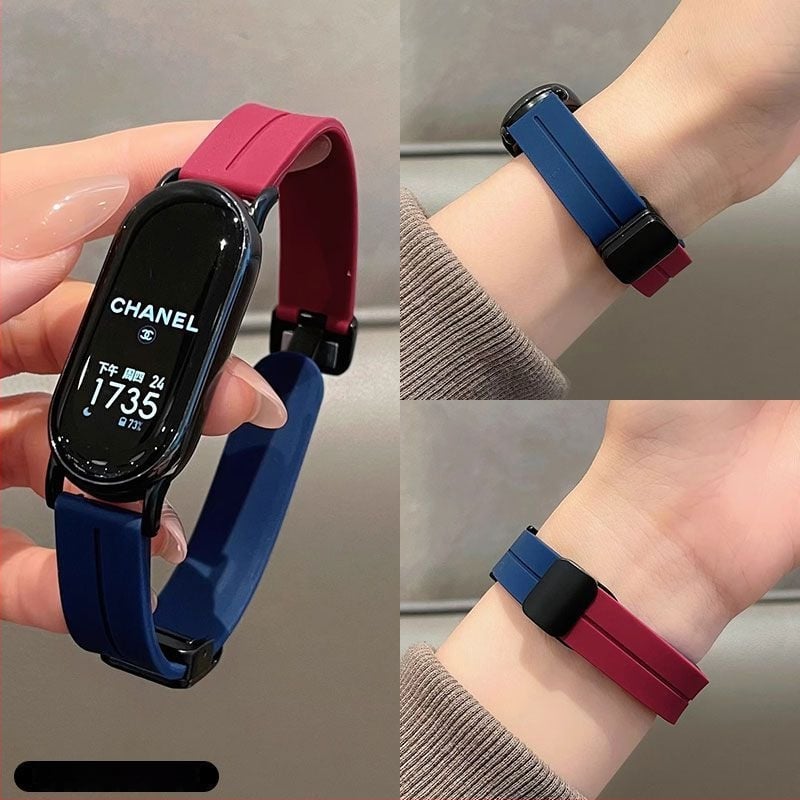 Силиконова гривна за Xiaomi Mi Band 9 с NFC магнитна сгъваща катарама – дишаща лятна спортна каишка