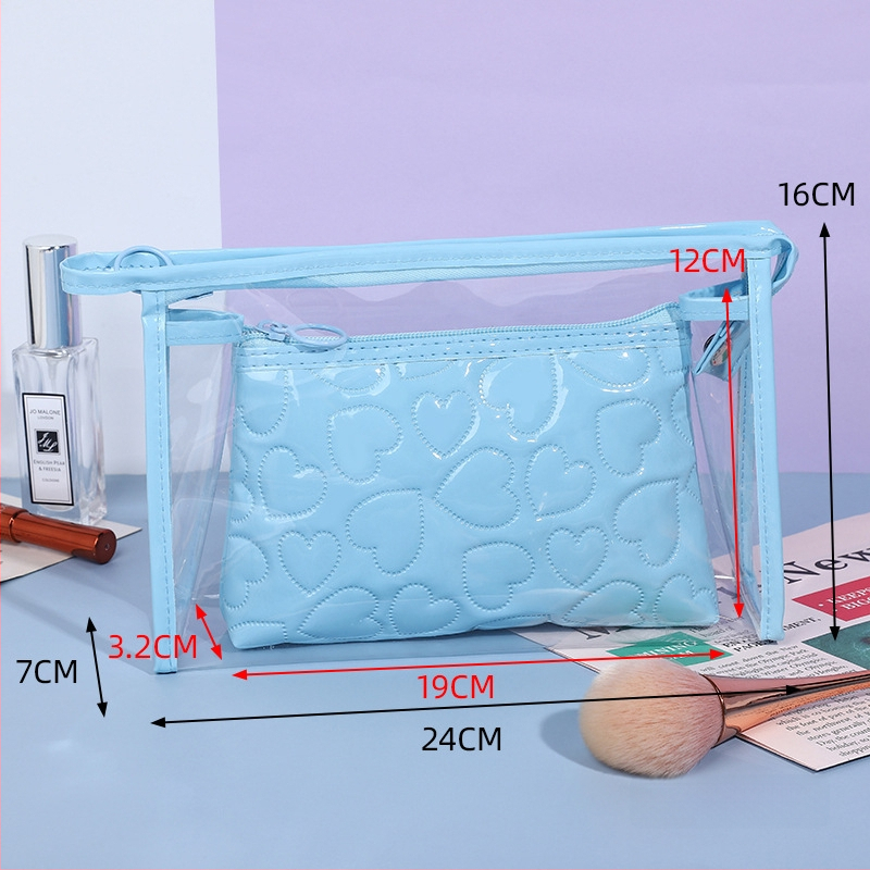 Ceļojumu kosmētikas soma, poliesters, motīvs Mīlestība, ģeometriska forma, svaigs un salds stils, sievietēm