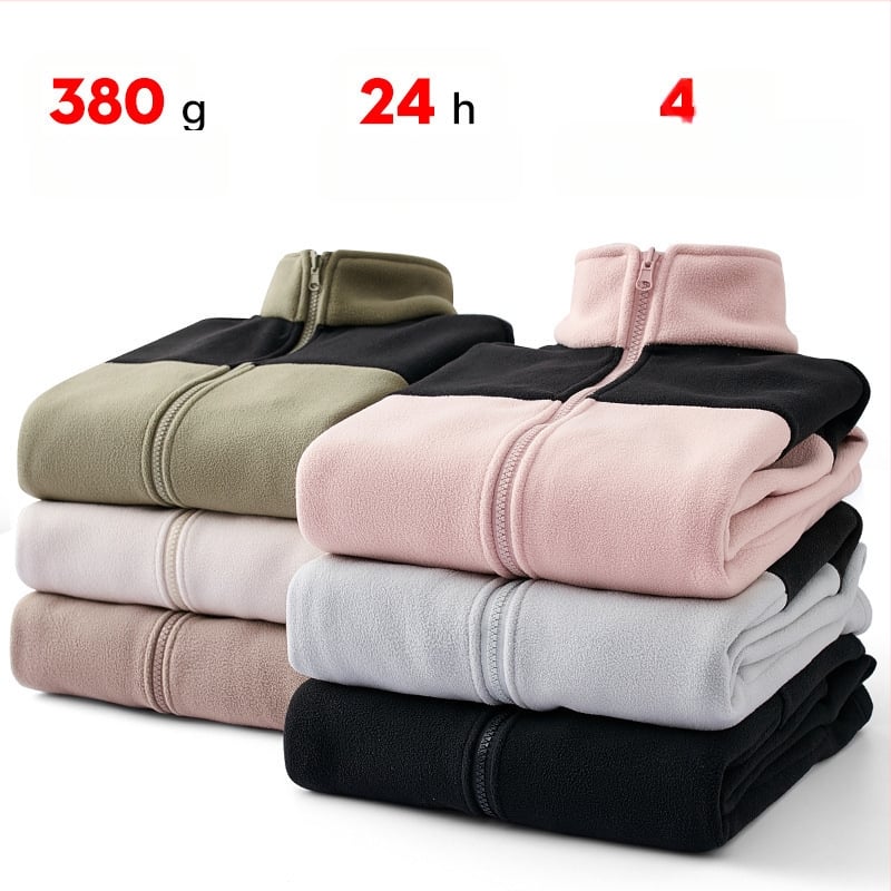 Unisex flīsa jaka – kardigāna stila ar kontrastīgu rakstu, flīsa audums un odere