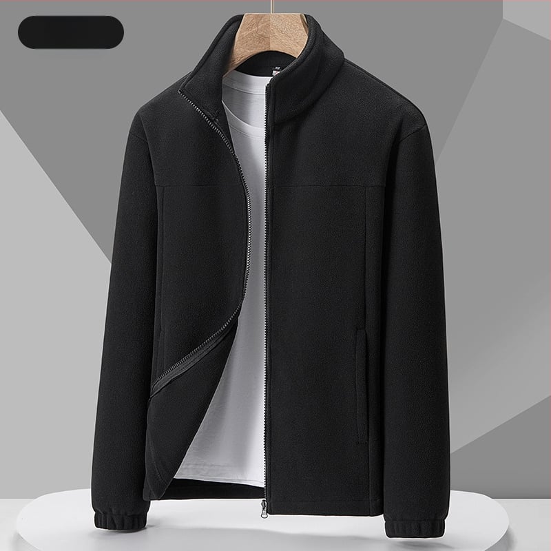 Unisex flīsa jaka – kardigāna stila ar kontrastīgu rakstu, flīsa audums un odere