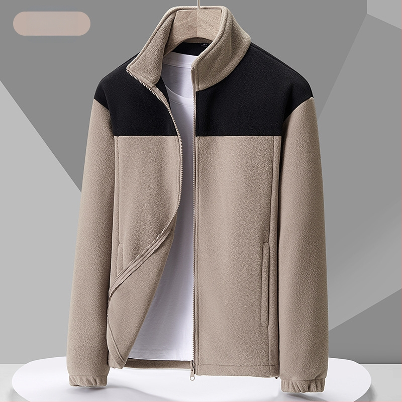 Unisex flīsa jaka – kardigāna stila ar kontrastīgu rakstu, flīsa audums un odere