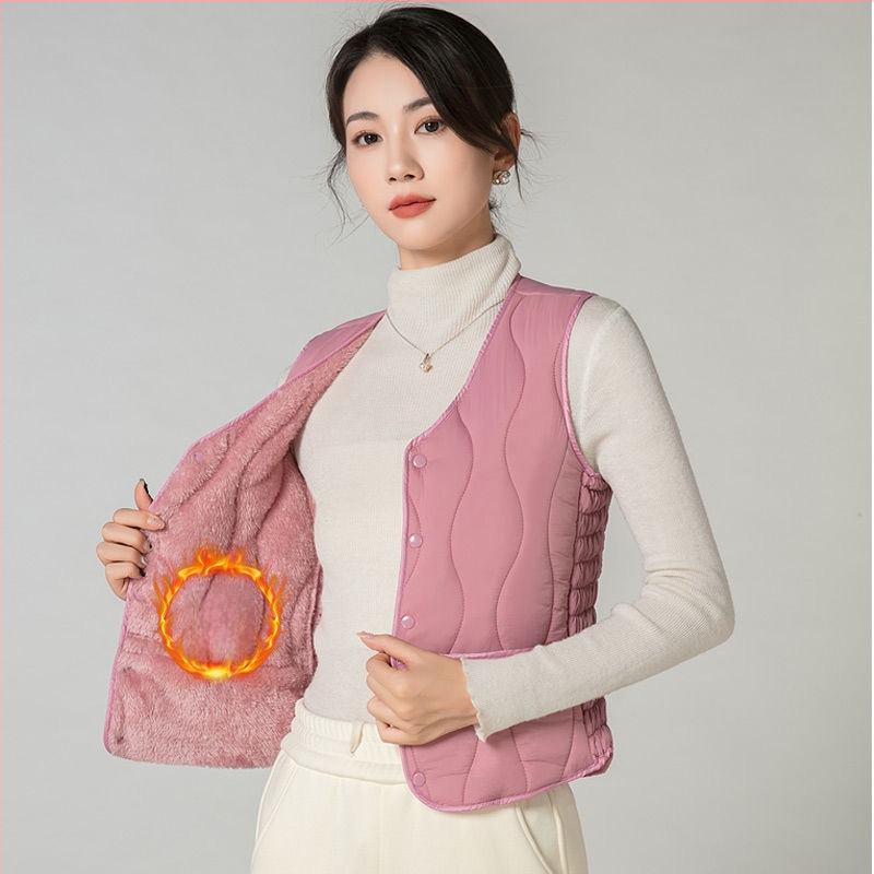 Sieviešu kokvilnas veste ar fleece pildījumu, biezināta versija, šaura silueta, halterneck, pilsētas stils