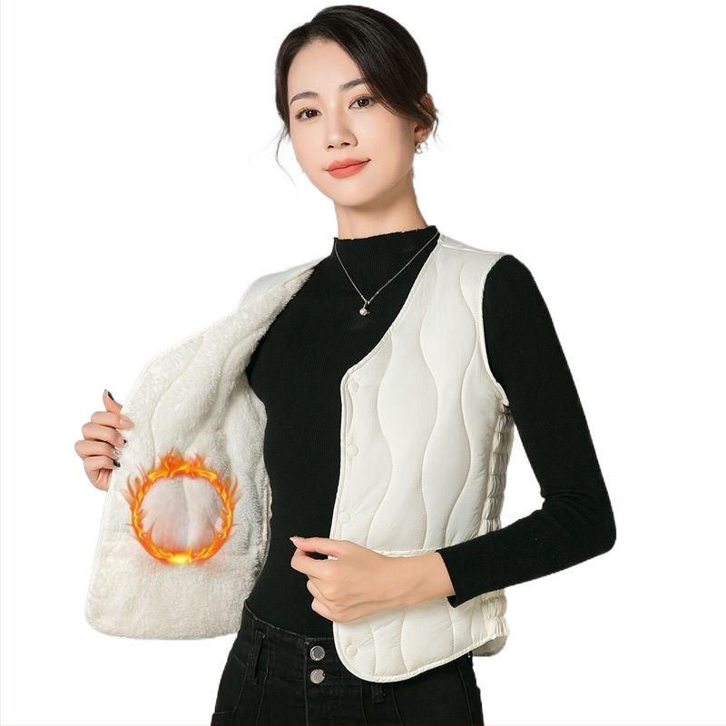 Sieviešu kokvilnas veste ar fleece pildījumu, biezināta versija, šaura silueta, halterneck, pilsētas stils