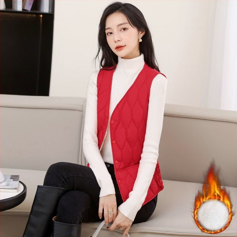 Sieviešu kokvilnas veste ar fleece pildījumu, biezināta versija, šaura silueta, halterneck, pilsētas stils