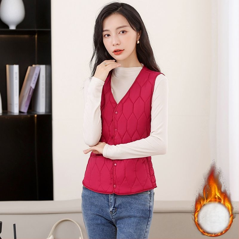 Sieviešu kokvilnas veste ar fleece pildījumu, biezināta versija, šaura silueta, halterneck, pilsētas stils