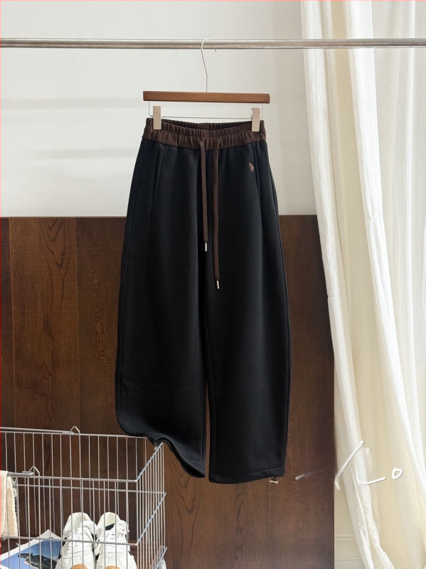 Naiste fleece-kattega puuvillast‑polüestrist sportpüksid, keskosa vöökoht, vaba sirge lõige, paksendatud talveks