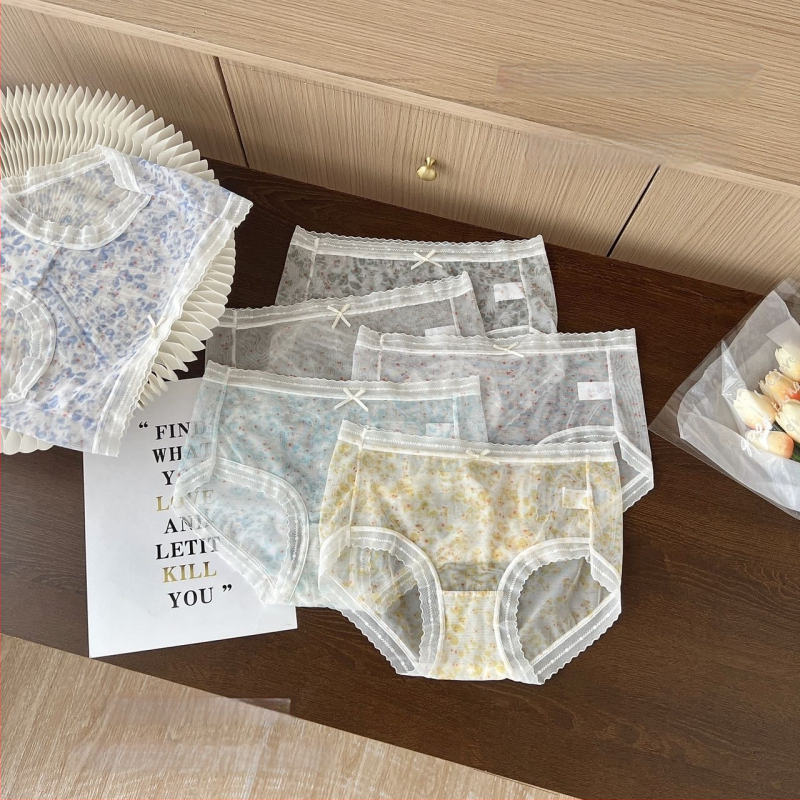 Naiste keskjoonega aluspesu lillemustriga, hingav, antibakteriaalne, polüesterkangas, mulberry siidi vooder