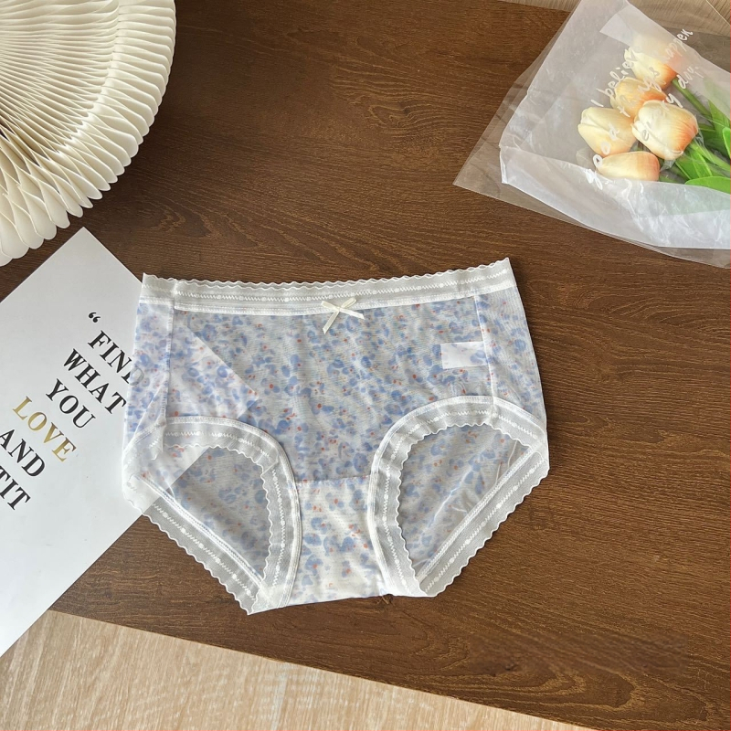 Naiste keskjoonega aluspesu lillemustriga, hingav, antibakteriaalne, polüesterkangas, mulberry siidi vooder