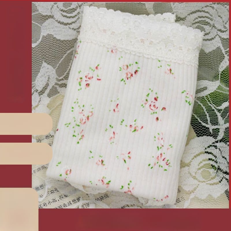 Naiste kõrge vöökiga puuvillased aluspesud lillemustriga, hingavad