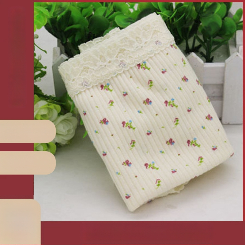 Naiste kõrge vöökiga puuvillased aluspesud lillemustriga, hingavad