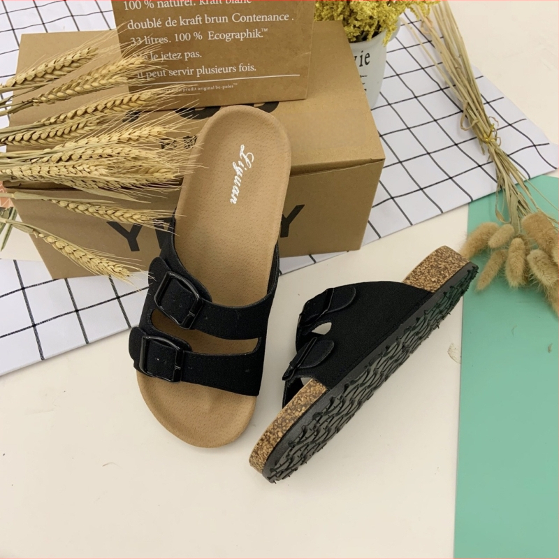 Naiste sandaalid – kahekordne kinnitussüsteem, igapäevaseks kasutamiseks, PVC tald, villane vooder, talla paksus 3–5 cm (Ülemine materjal: kunstlik PU; libisemiskindel)