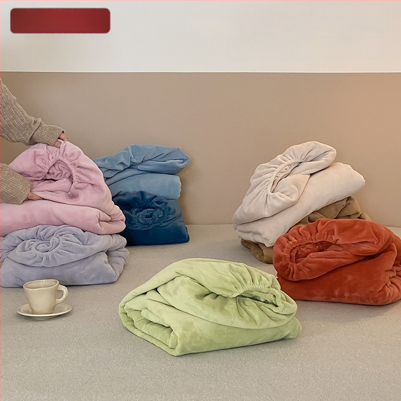 Elastična plahte od mliječnog velura, japanskog stila, bez uzorka, zimska toplina, debeli 230 g, za krevet 1,8 m
