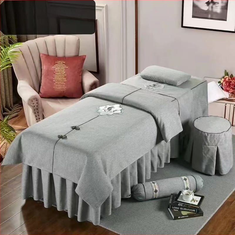 Neljaosaline voodipesukatte komplekt, puuvillast ja linast, Skandinaavia stiil, reaktiivne trükk ja värvimine, kaal 300–500 g, kohandatav