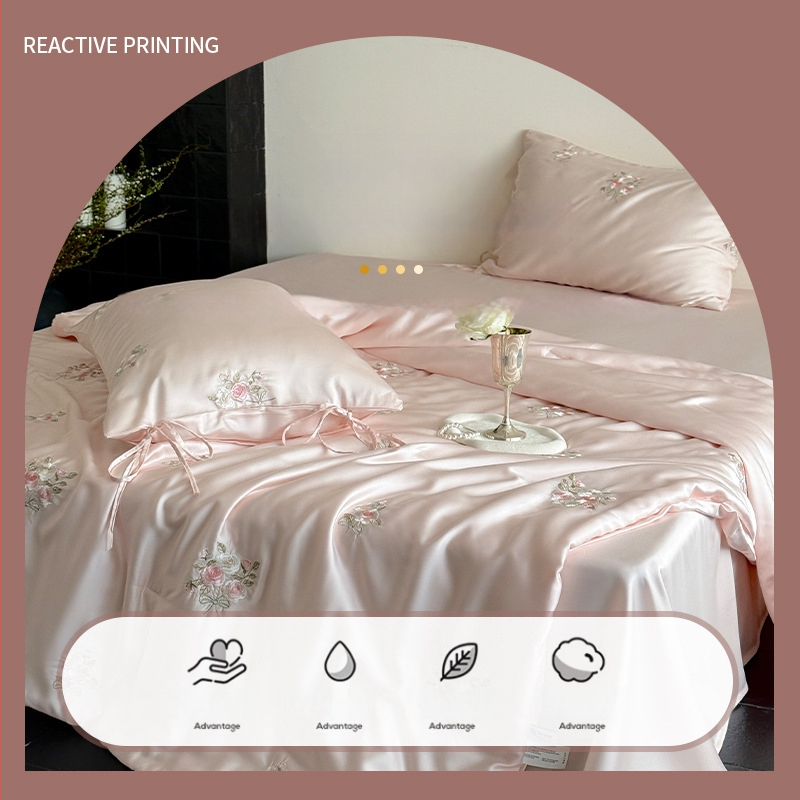 Vasaros antklodė iš Lyocell pluošto, antibakterinis užpildas, siuvinėtas audinys, reaktyvusis spausdinimas ir dažymas, svoris 1,25–1,5 kg