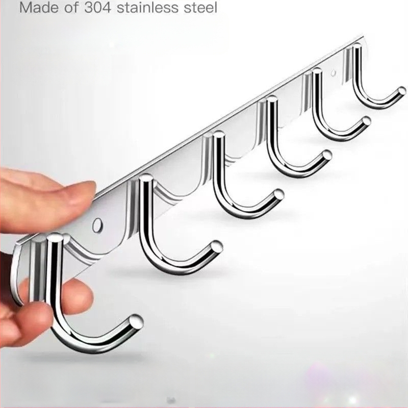 Ανοξείδωτες αυτοκόλλητες κρεμάστρες τοίχου – κουζίνα και μπάνιο, τοίχος χωρίς τρύπες, 3+ κρεμάστρες, φορτίο 30 kg+, Νέο κινεζικό στυλ