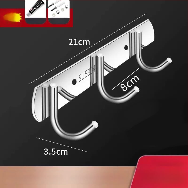 Ανοξείδωτες αυτοκόλλητες κρεμάστρες τοίχου – κουζίνα και μπάνιο, τοίχος χωρίς τρύπες, 3+ κρεμάστρες, φορτίο 30 kg+, Νέο κινεζικό στυλ