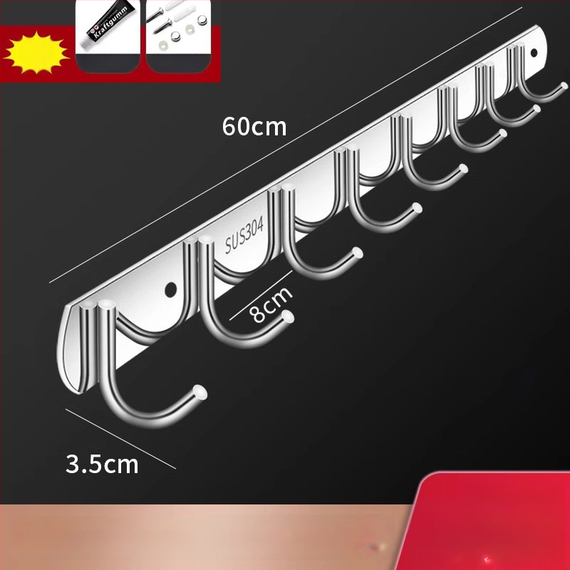 Ανοξείδωτες αυτοκόλλητες κρεμάστρες τοίχου – κουζίνα και μπάνιο, τοίχος χωρίς τρύπες, 3+ κρεμάστρες, φορτίο 30 kg+, Νέο κινεζικό στυλ