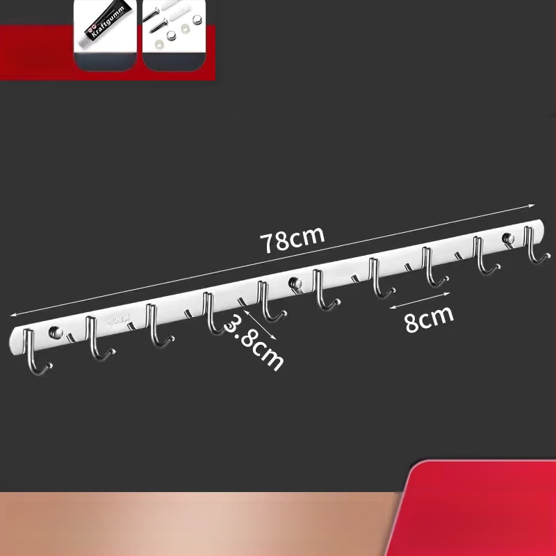 Ανοξείδωτες αυτοκόλλητες κρεμάστρες τοίχου – κουζίνα και μπάνιο, τοίχος χωρίς τρύπες, 3+ κρεμάστρες, φορτίο 30 kg+, Νέο κινεζικό στυλ