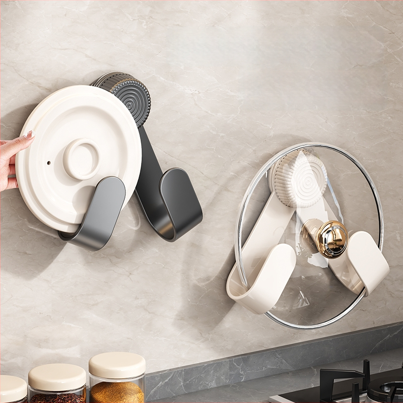 Poti kaane hoidja ventuumsesse kinnituvasse, seinale paigaldatav, ilma puurimata, multifunktsionaalne köögikorraldaja, plastikust