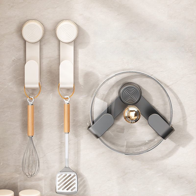 Poti kaane hoidja ventuumsesse kinnituvasse, seinale paigaldatav, ilma puurimata, multifunktsionaalne köögikorraldaja, plastikust