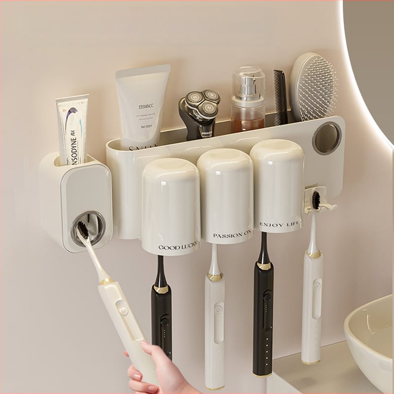 Seinaline hambaharja hoidja, plastikust, ilma puurimiseta, hambapastale avaga