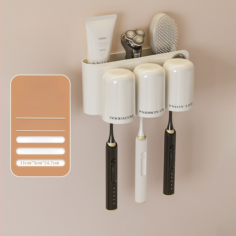 Seinaline hambaharja hoidja, plastikust, ilma puurimiseta, hambapastale avaga