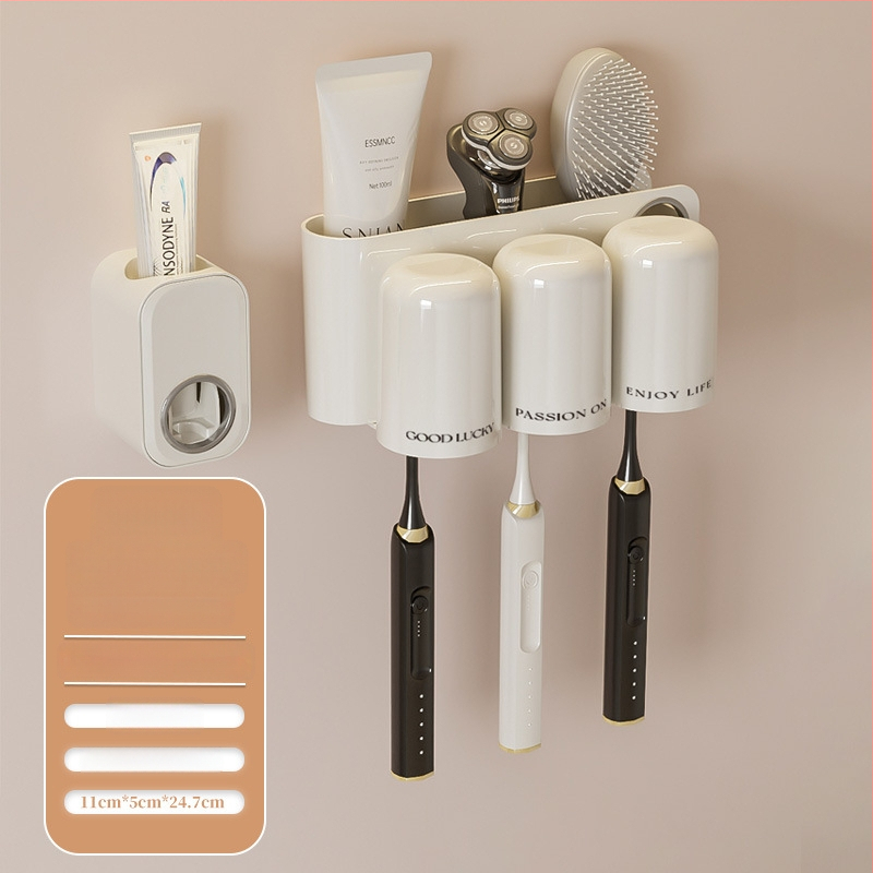 Seinaline hambaharja hoidja, plastikust, ilma puurimiseta, hambapastale avaga