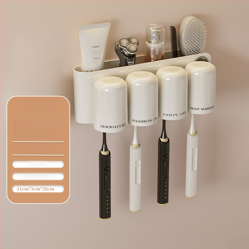 Seinaline hambaharja hoidja, plastikust, ilma puurimiseta, hambapastale avaga