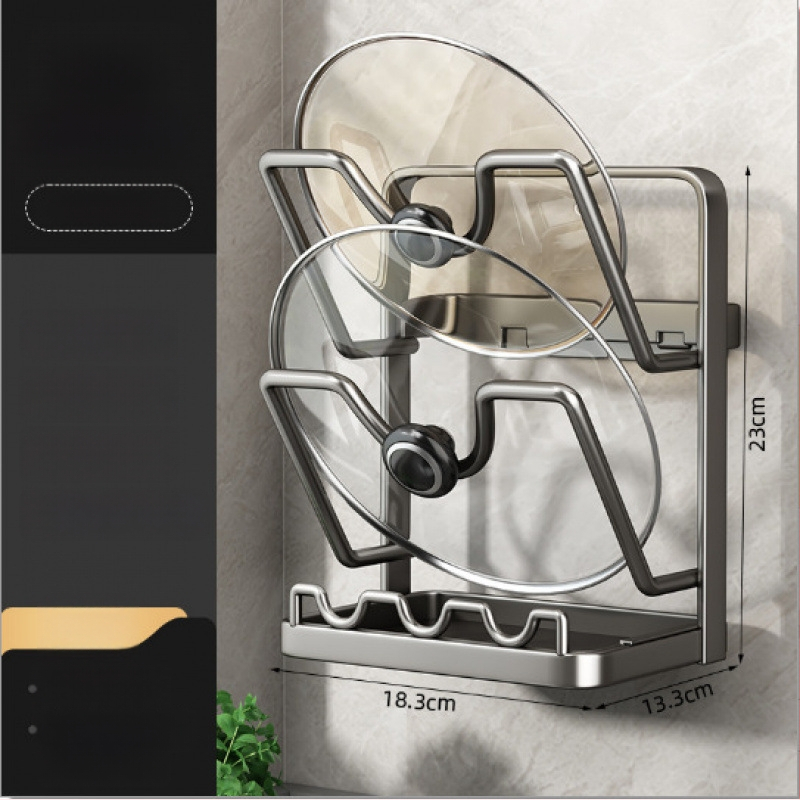 Seinale paigaldatav köögikorraldaja pannide kaante ja lõikelauale, ilma puurimata, süsinikterasest