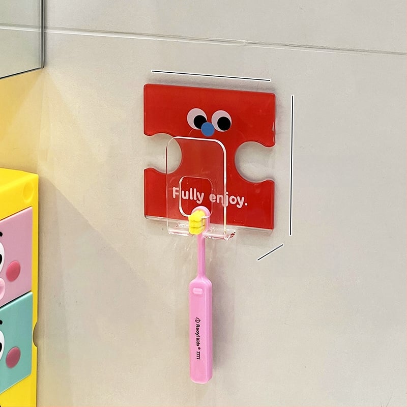 Държач за четки за зъби със стенно закрепване чрез вакуумна чашка и съхранение на чаша за изплакване, акрилен