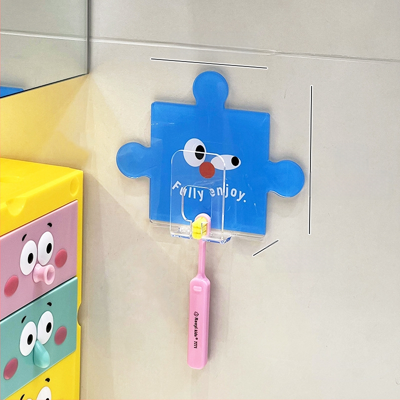 Държач за четки за зъби със стенно закрепване чрез вакуумна чашка и съхранение на чаша за изплакване, акрилен