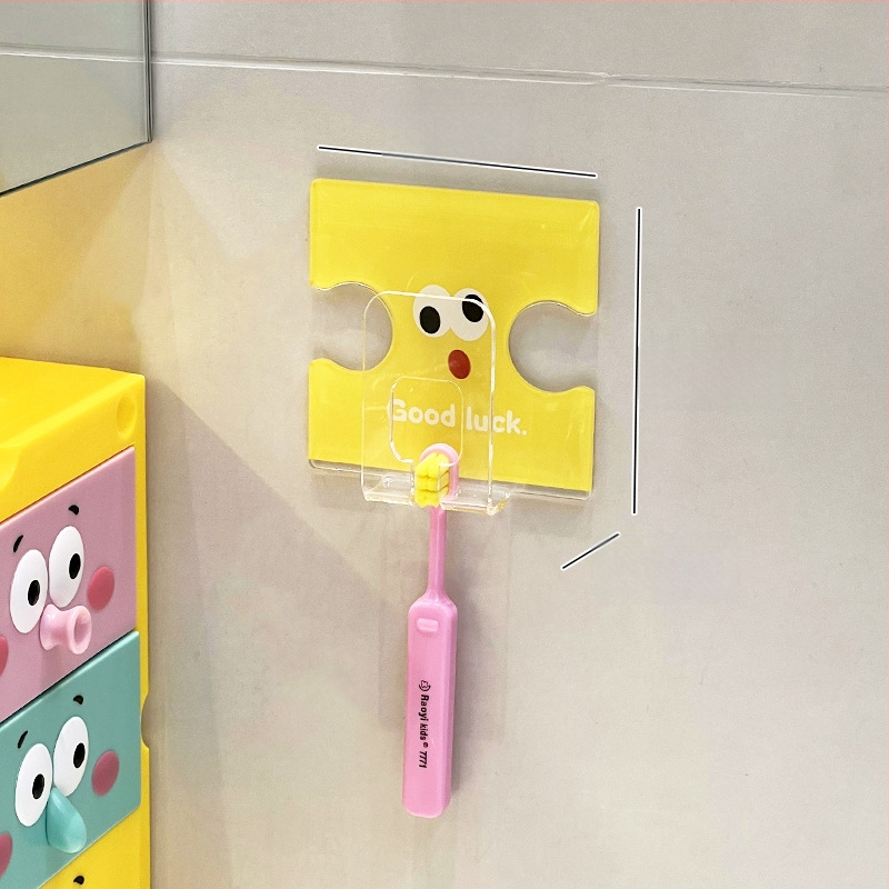 Държач за четки за зъби със стенно закрепване чрез вакуумна чашка и съхранение на чаша за изплакване, акрилен