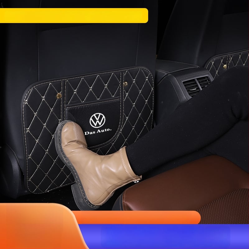 Δερμάτινο προστατευτικό πίσω από το κάθισμα αυτοκινήτου με μοτίβο λογότυπου μάρκας – καθολική προστασία για το πίσω κάθισμα, προστασία από βρωμιά και φθορά