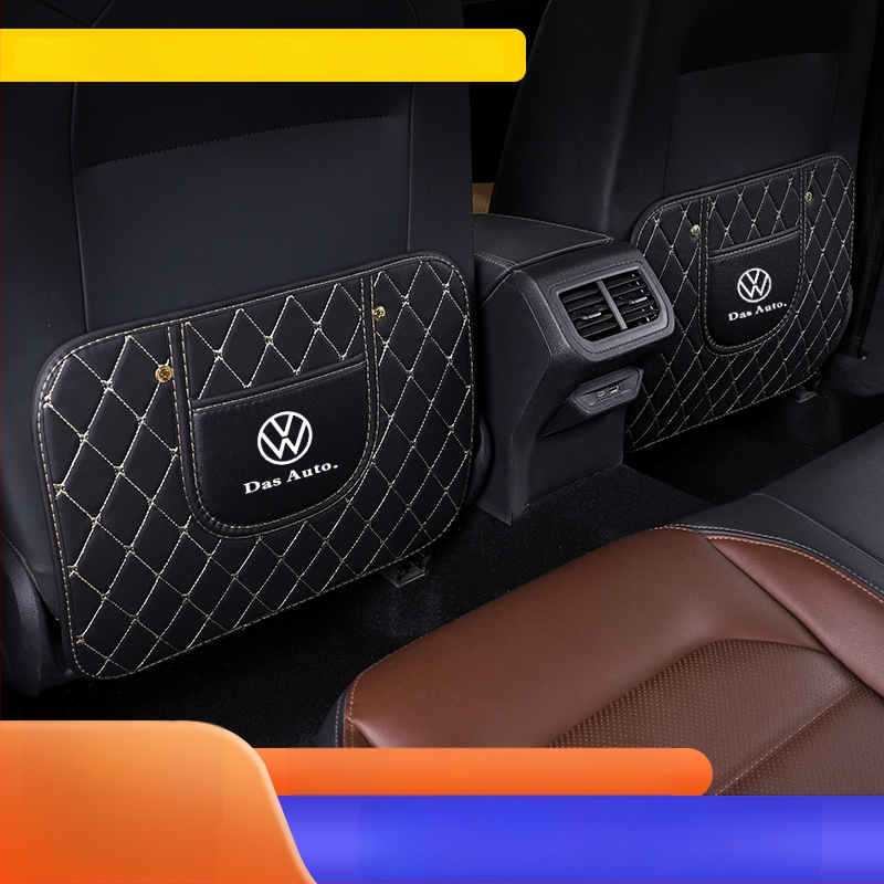 Δερμάτινο προστατευτικό πίσω από το κάθισμα αυτοκινήτου με μοτίβο λογότυπου μάρκας – καθολική προστασία για το πίσω κάθισμα, προστασία από βρωμιά και φθορά